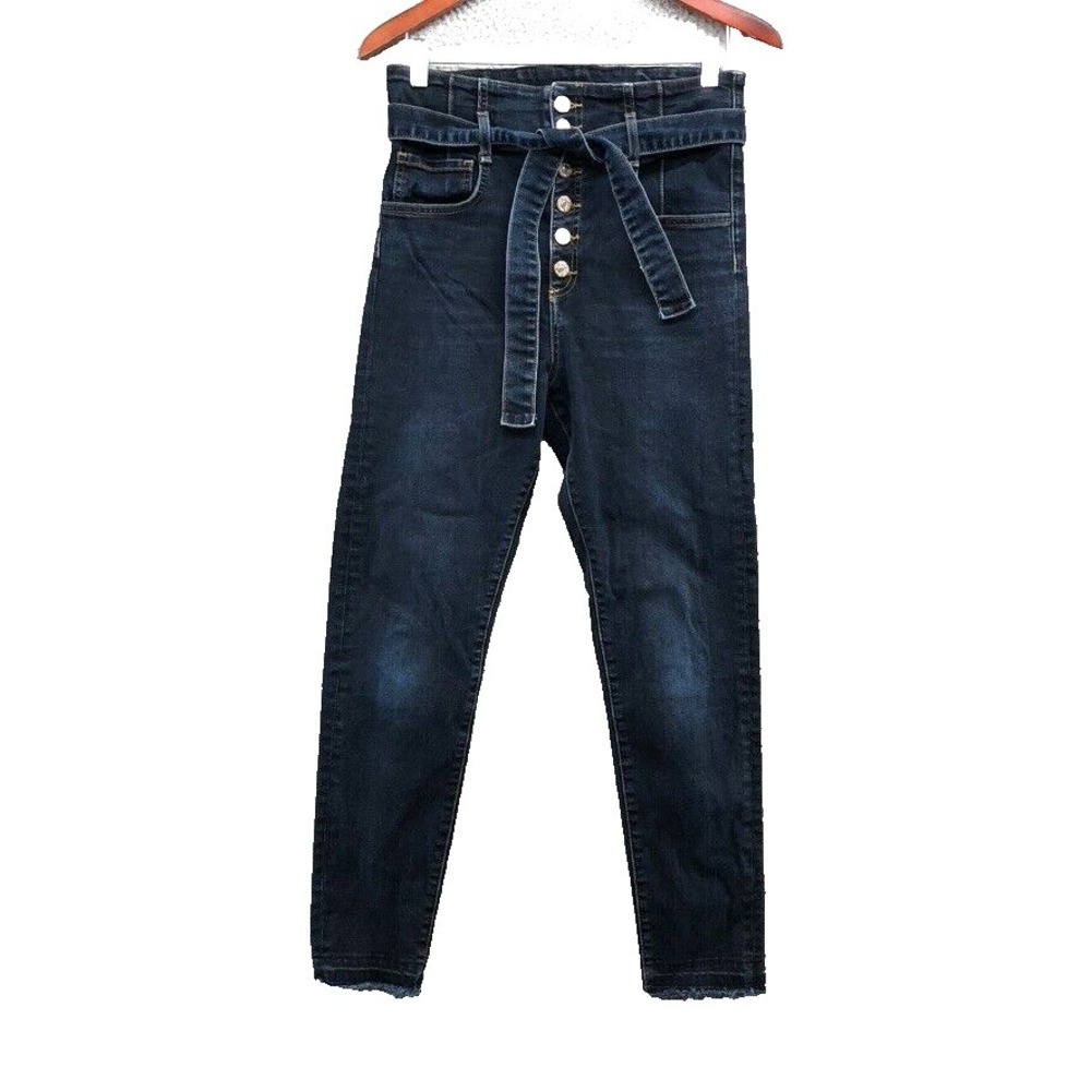 Veronica‎ Beard Jeans Keith 12' Corset Jeans Womens 29 8 Dark Slate Blue Belted